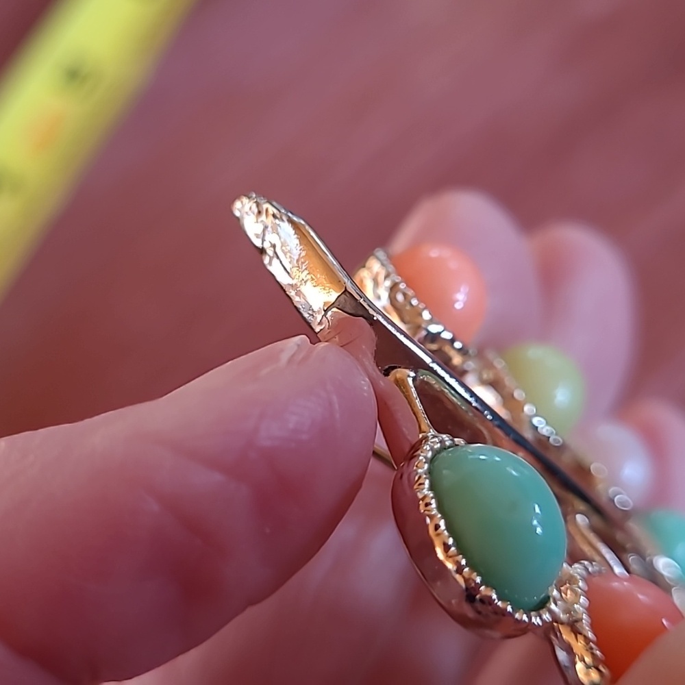 Vintage 1973 Sarah Coventry Candy Land Gold-tone Lucite Pastel Cabochon Brooch - Picture 7 of 8